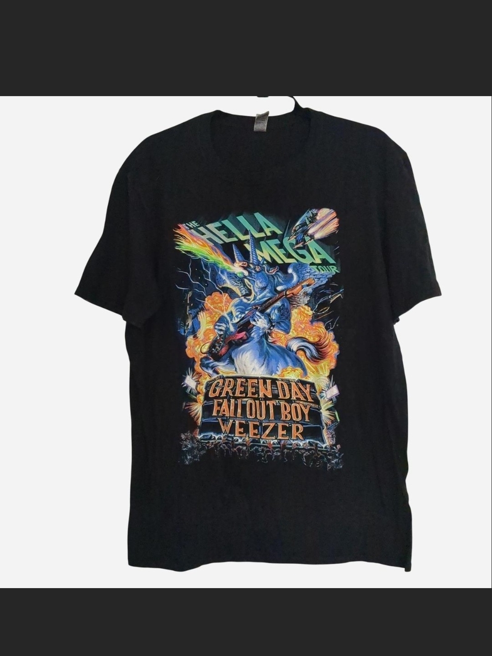OFFICIAL 2021 Hella Mega Tour Graphic Tee – Green Day / Fall Out Boy / Weezer L
